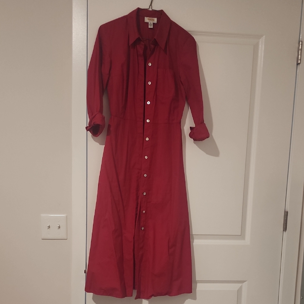 Vintage Talbots Red Button Up Dress